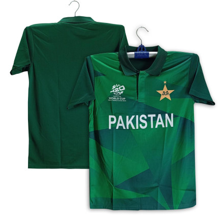 Pakistan T20 World Cup Jersey - Pakistan Short Sleeve Polo Jersey For Men - Pakistan Cricket Jersey 2024_139_Green
